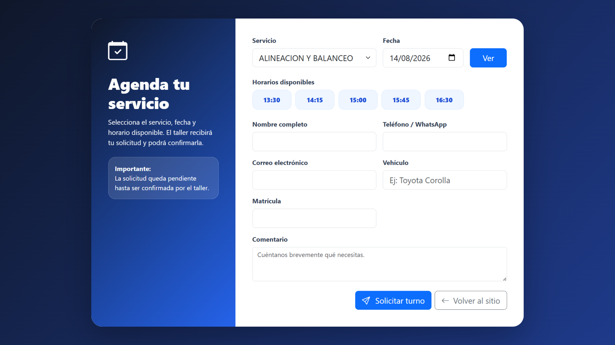 Agenda pública real de servicios SIGA PROF